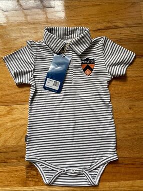 NWT Princeton Striped Polo Onesie - Gray & White